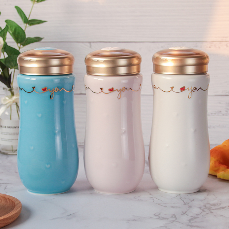Do Tang Xuan porcelain cup honey wholeheartedly take cup double big bladder ceramic keller cup cup woman with a gift