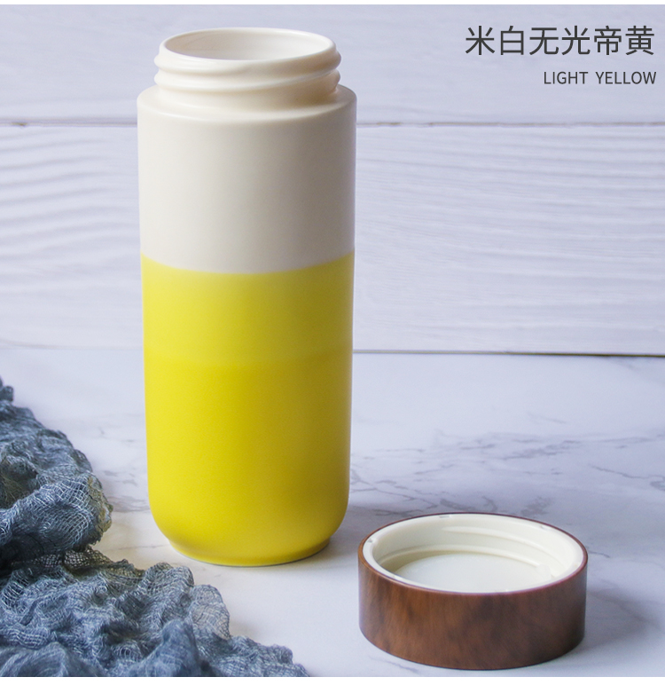 Taiwan do Tang Xuan porcelain cup the beauty of the sunrise wood cover cup with double innovative portable ceramic cups water