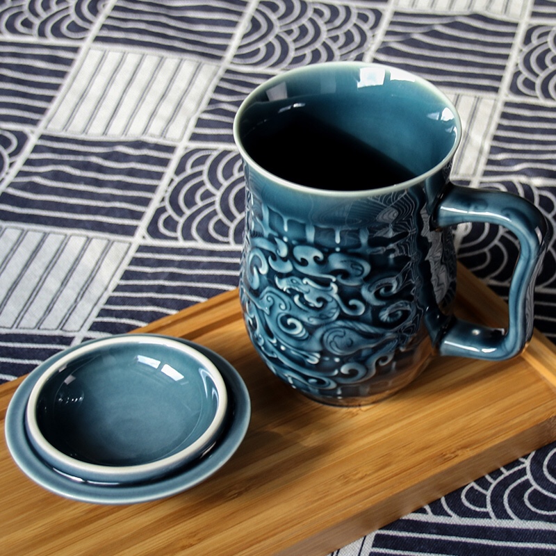 All done Tang Xuan porcelain cup high office tea cup 450 ml creative ceramic water cups with cover