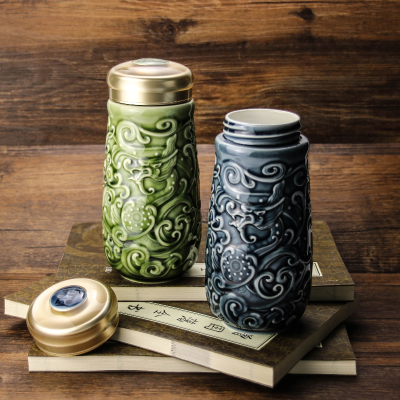 Dry Tang Xuan live porcelain statute of the ninth cup with double insulation ceramic water glass office gifts, led gift