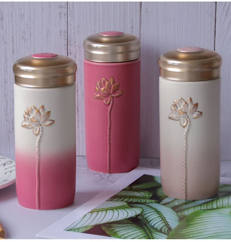 Dry Tang Xuan live China cups and gold call f lotus cup with double 300 ml glass ceramic water lotus cup