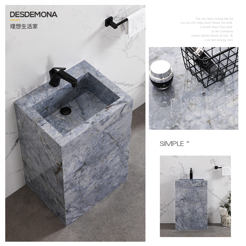 Light luxury rock slab column washbasin wash basin wash basin integrated floor-to-ceiling washstand balcony outdoor courtyard pool