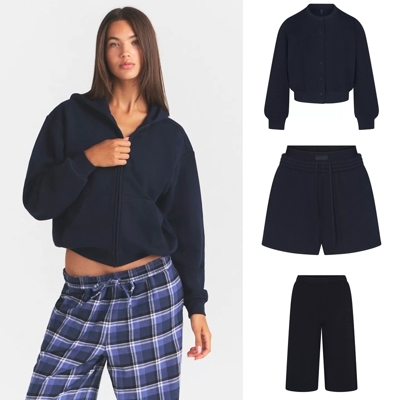 Popular Navy Blue Skims Campus Cotton Fleece Campus Sweatshirt Jacket and Pants Set Popular Navy Blue Skims Campus Cotton Fleece Campus Sweatshirt Jacket and Pants Set