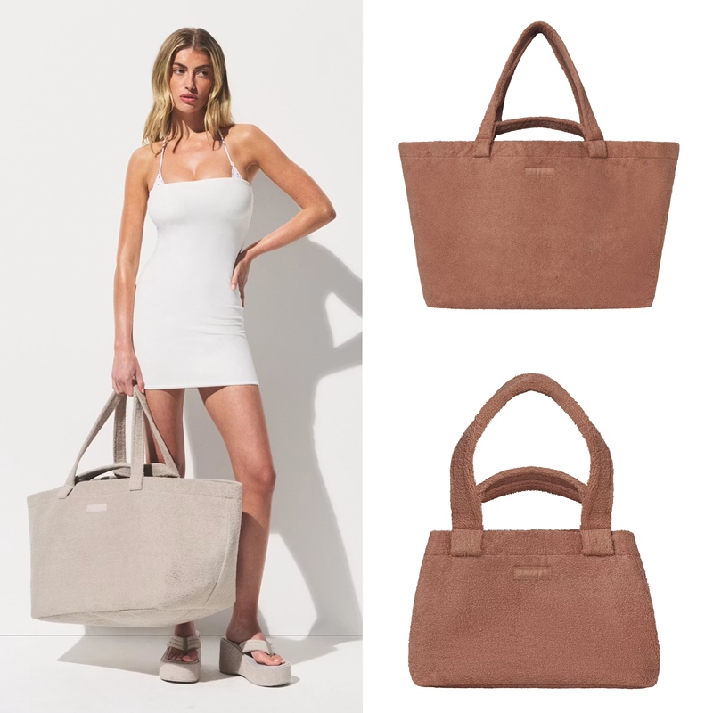 Skims Terry Small Tote Beach Bag Handbag Shoulder Bag Swimming Vacation Towel Loop Fabric