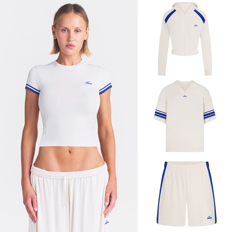 Replenishment of Skims Nikeskims Stretch Knit Co-Branded Elastic Contrasting Color Short-Sleeved T-Shirt and Shorts Set Replenishment of Skims Nikeskims Stretch Knit Co-Branded Elastic Contrasting Color Short-Sleeved T-Shirt and Shorts Set