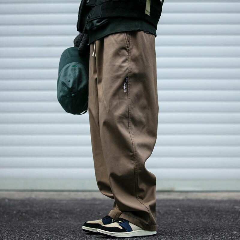 Extra Large Size 150kg Japanese Retro Trendy Brand Cargo Pants for Men, Autumn and Winter Basic Windproof Casual Straight-Leg Long Pants
