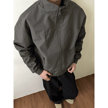 Large size american stand collar three-proof work jacket men's spring and autumn short silhouette bomber jacket baseball uniform for men