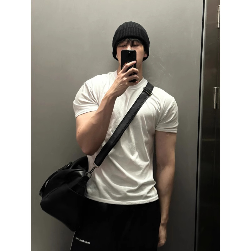 Extra Large Size 150kg Solona Cool-Feeling T-Shirt for Men, Summer Quick-Drying Short-Sleeve American-Style Small Neckline Regular Shoulder Fitness Base Layer