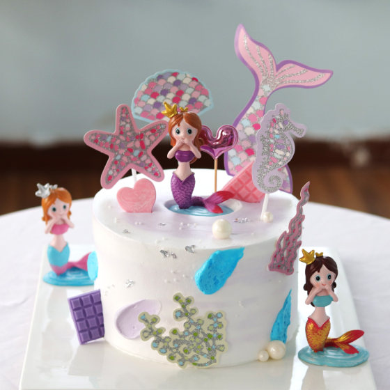 美人鱼蛋糕装饰插牌摆件插件少女心网红人海洋鱼公主烘焙派对配件