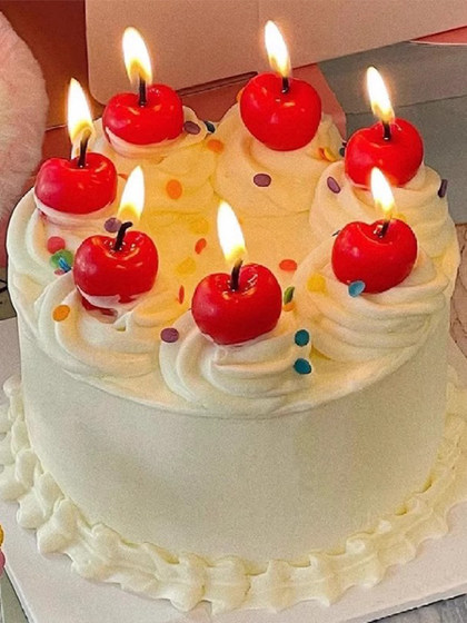 网红韩式蛋糕装饰摆件创意立体水果樱桃车厘子造型蜡烛生日插件