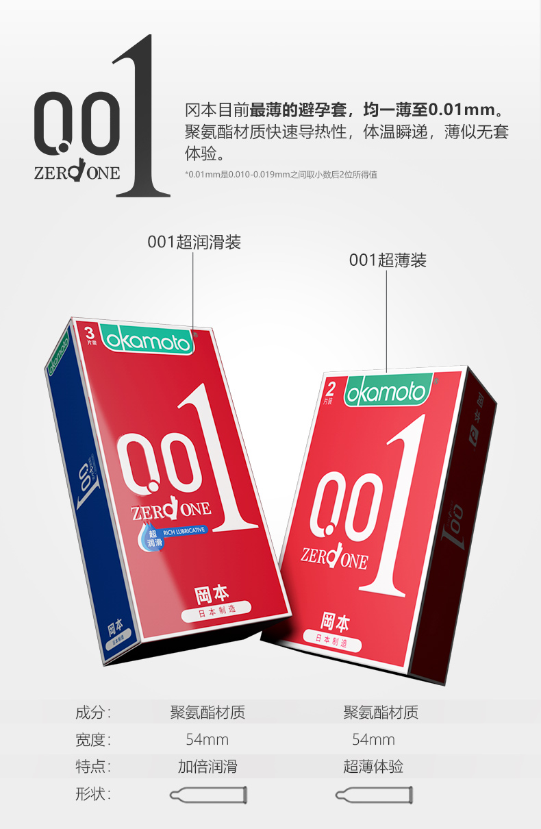 日本进口 冈本 001超薄型安全套 2只体验装 券后34.4元包邮 买手党-买手聚集的地方