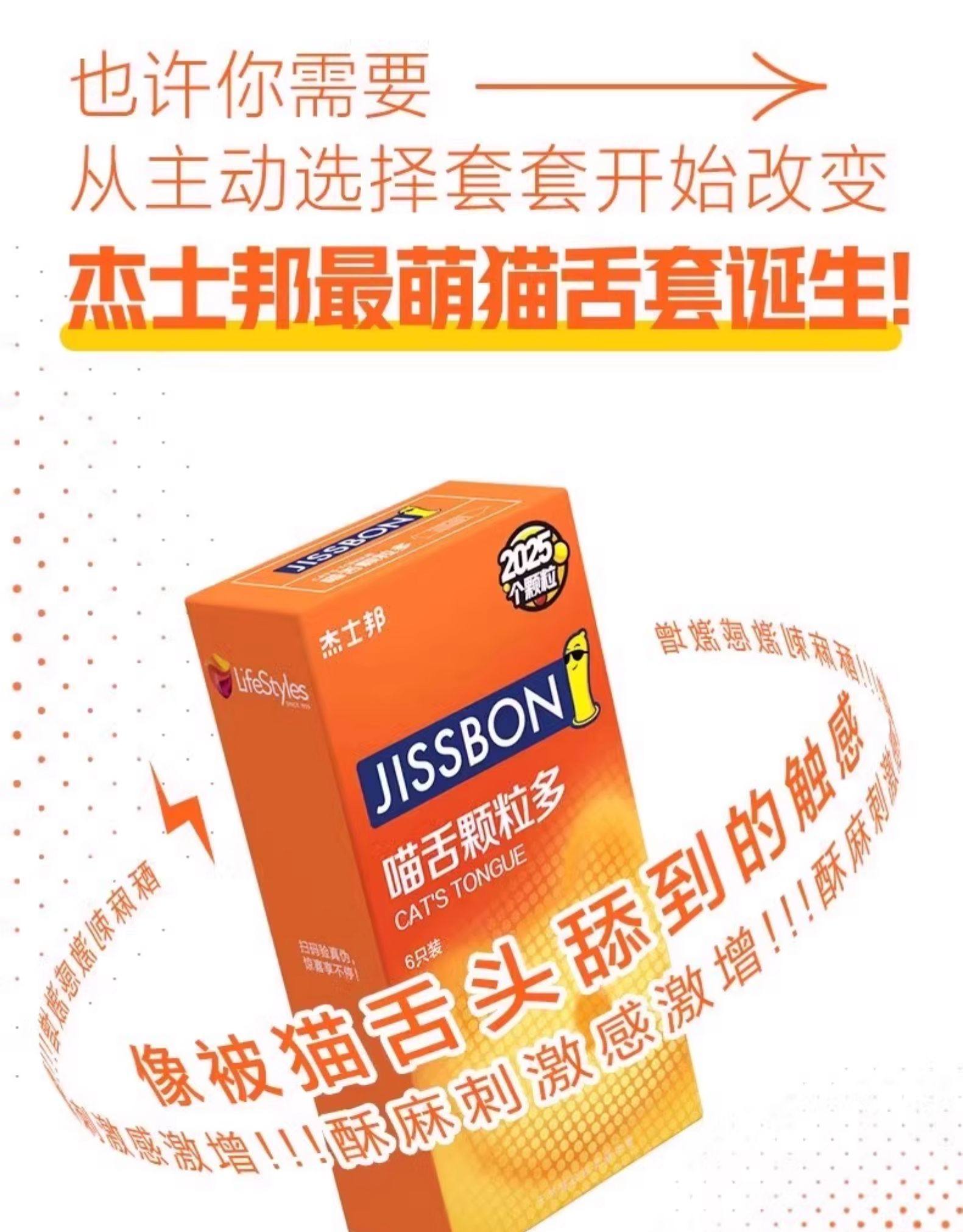 Jissbon Textured Condoms with Spikes, Ultra-Thin Natural Latex, Medium, 3-Pack — detail image 21