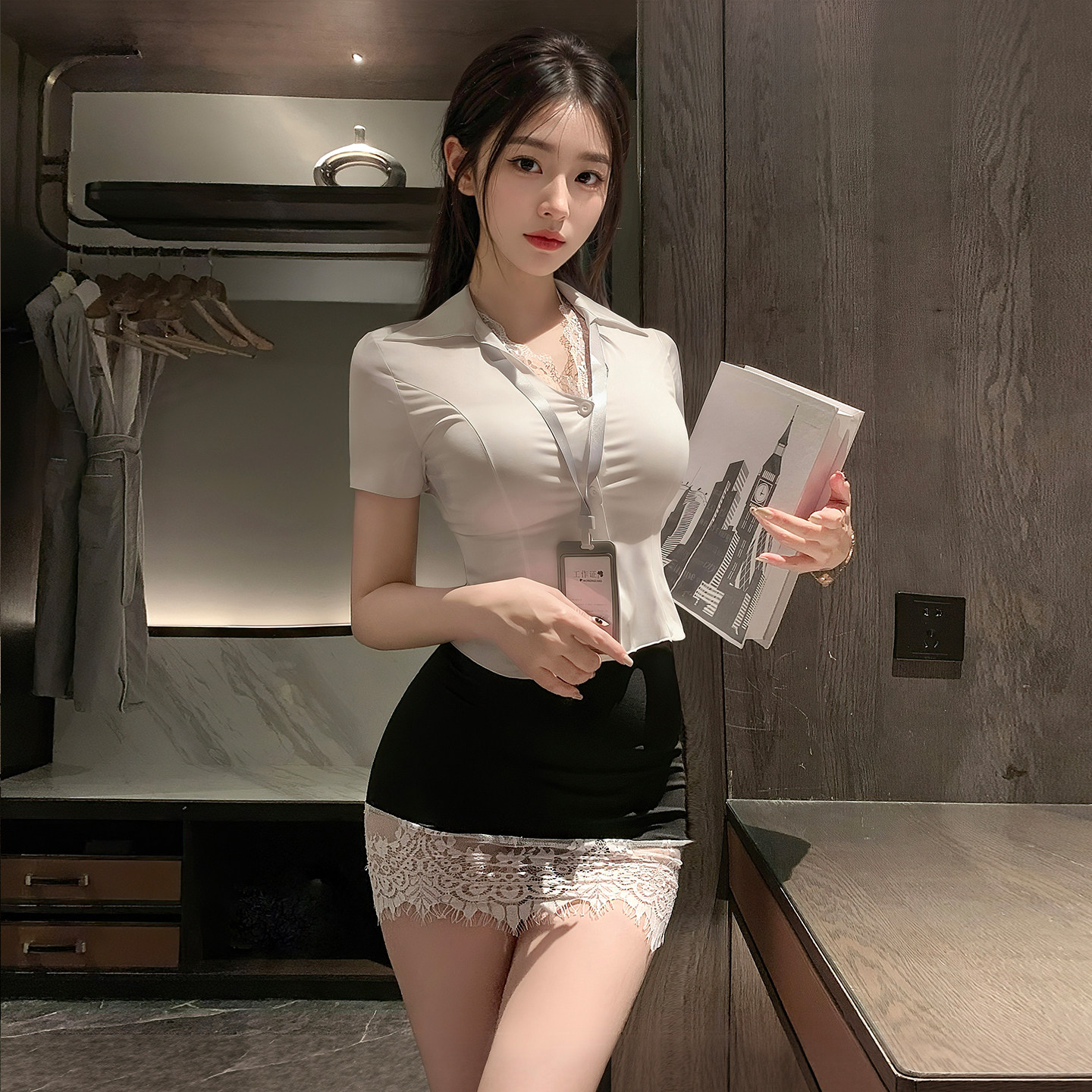 Femme Fatale Lace Office Set detail 2