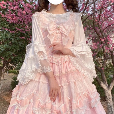 taobao agent Autumn demi-season lace megaphone, shiffon jacket, Lolita style, lace dress