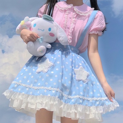 taobao agent Doll, summer top, Lolita style, with short sleeve, doll collar, puff sleeves