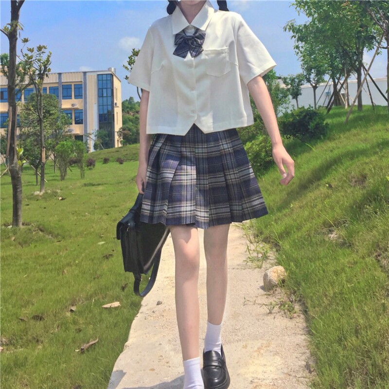 Day Ensemble Base Jk Uniform Short Sleeve White Shirt Woman Summer Short loose white shirt design Sensation Little blouse