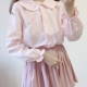 Mùa thu Nhật Bản em gái dễ thương gió thư thêu màu hồng cổ áo búp bê cô gái tay áo dài chạm đáy áo sinh viên