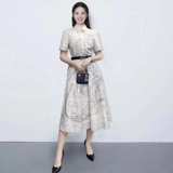 Летнее модное приталенное длинное платье, средней длины