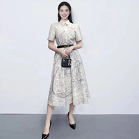 Летнее модное приталенное длинное платье, средней длины