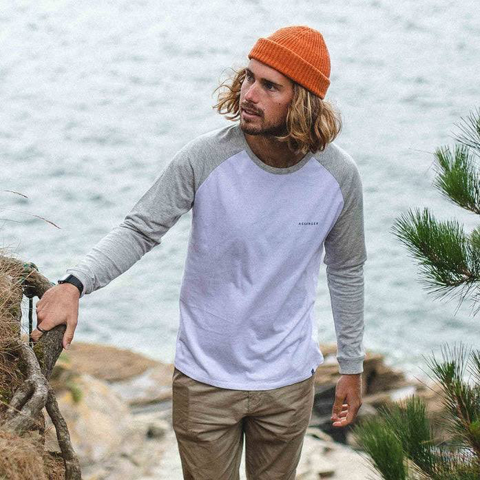 British Outdoor Mountain Style Psg Men's Round Neck Printed Patchwork Long-Sleeved Top G828
