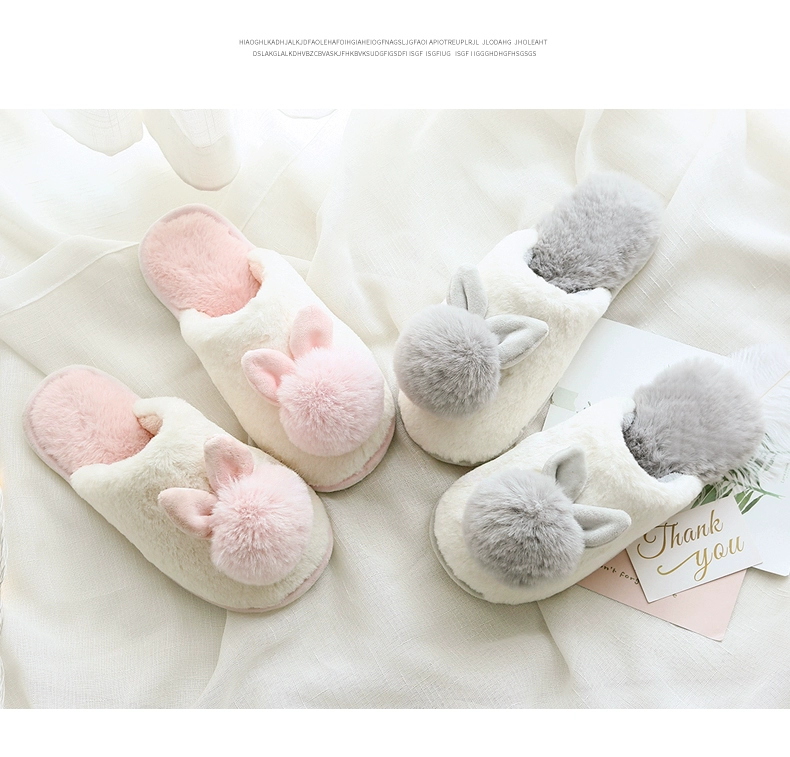 Dép cotton nữ mùa đông 2019 phiên bản Hàn Quốc mới của cặp đôi đáng yêu trong nhà nhà đế dày nam chống trượt