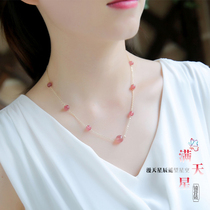 Mika natural strawberry crystal starry clavicle chain Original clavicle chain necklace