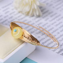 Mika Devils Eye Natural Beeswax 14K Gold Bracelet with Turquoise Original Bracelet