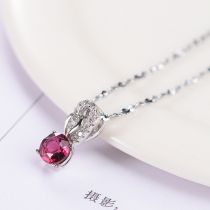 Mika Natural Pigeon Blood Ruby Pendant 925 Sterling Silver Necklace Female Color Gemstone Custom Clavicle Chain