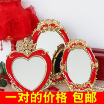 Wedding supplies Bride dowry red peach heart Wedding dresser makeup mirror Wedding props for the new couple