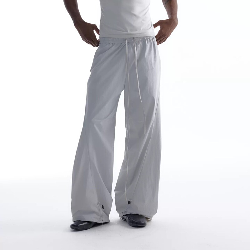 Bevan up | Original Yarn Upf100+ Water-Repellent Cool-Feel Arc-Twist Cut Reverse Pleat Micro-Flared Waist Drawstring Outdoor Long Pants
