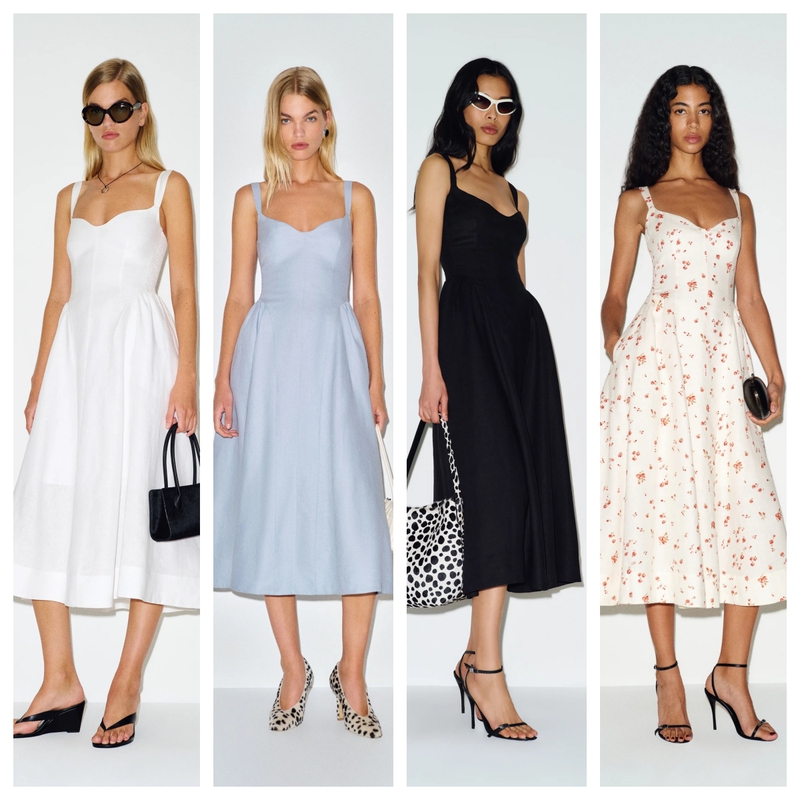 Ref Original Factory Plus~ Linen Streamlined High-Waisted Flared Hepburn-Style Socialite Plum Blossom Floral Dress Minimalist