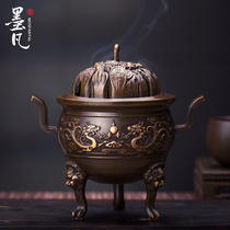 Mofan pure copper incense burner home interior for Buddha living room decoration tea ceremony ornaments large sandalwood plate incense stove
