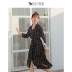 Đầm dự tiệc sọc hoa mùa hè nữ phiên bản hàn quốc 2019 mới váy cổ chữ v váy dài - Váy eo cao Váy eo cao