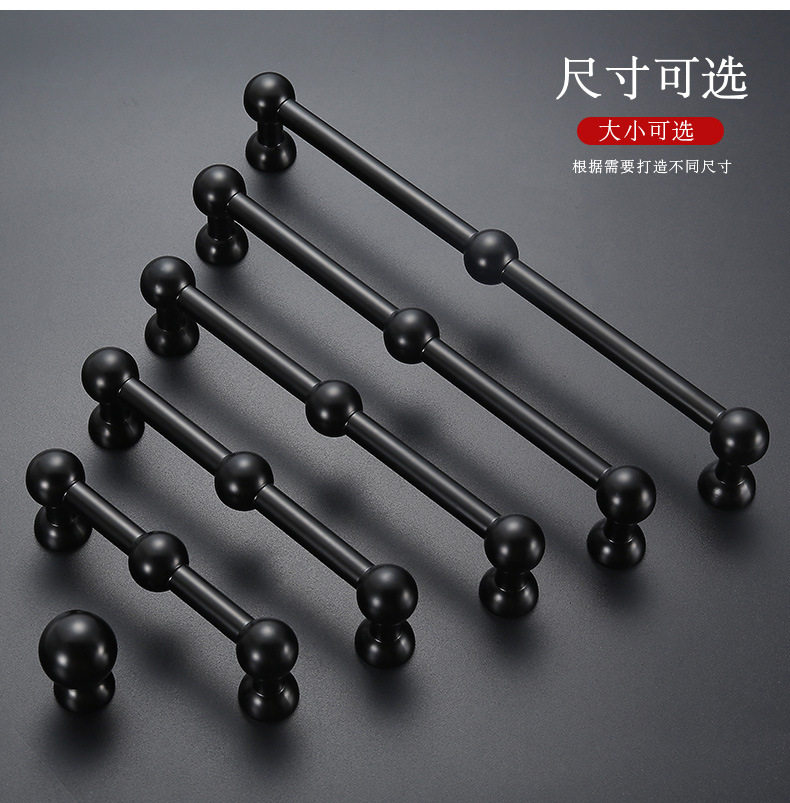 Hole distance 96128160192224 American matt black overall cabinet door handle minimalist wardrobe drawer handle