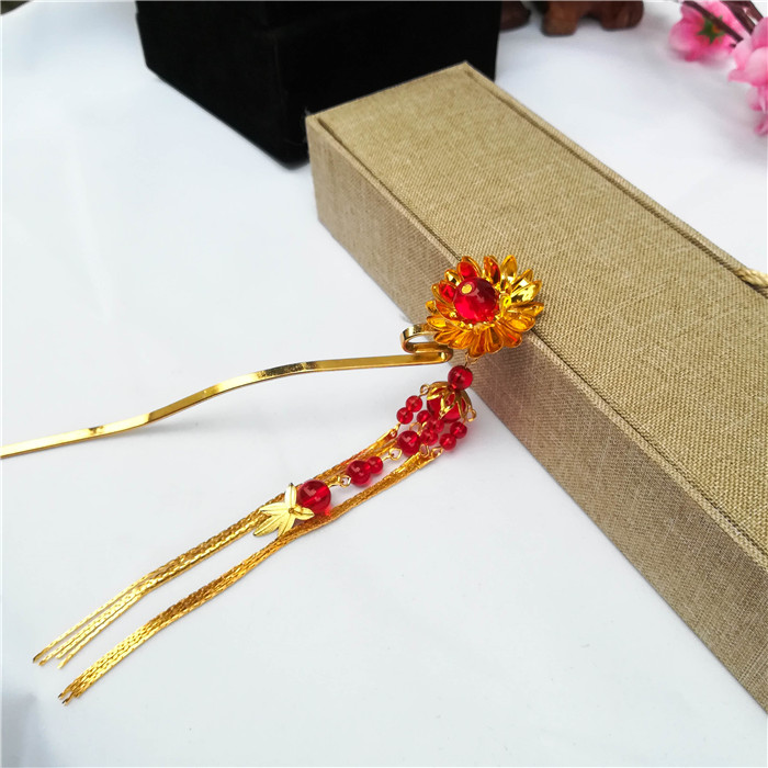Nến lửa Hanfu phụ kiện tóc kẹp tóc trang phục tiara cổ retro tua cổ tiara tóc lược bước nhảy biểu diễn - Phụ kiện tóc bộ dây buộc tóc cho bé gái