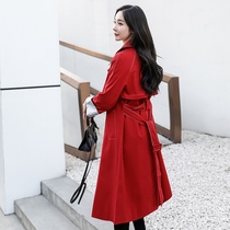 2022 Spring and autumn new Inn wind big over leader with high end temperament over knee windsurgswoman long jacket tide