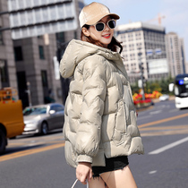2021 Winter Dress New Loose 100 Hitch Cotton Padded Jacket Korean Version Short cotton suit Womens hat jacket Jacket Bread down cotton clothes