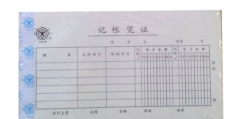 成文厚 丙式28记账凭证 手写单据 凭证纸21*12cm费用报销支出凭证