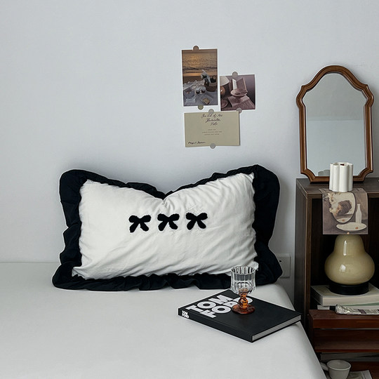 法式花边少女风枕套48*74cm水洗棉枕头套枕芯套装单人枕芯套枕皮