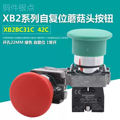 Silver point XB2BC42C self-reset mushroom head button switch XB2BC31C start stop metal button switch