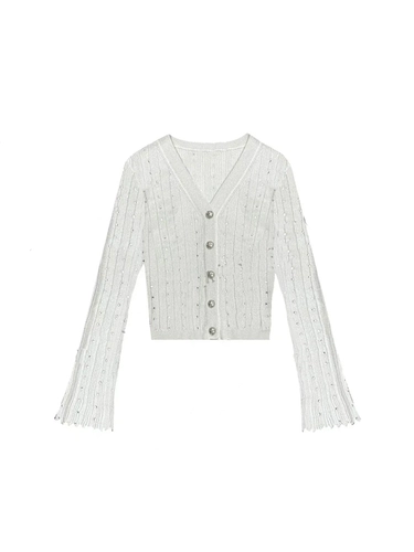 Элегантный модный кардиган, мегафон, трикотажный лонгслив, французский стиль, 2023, осенний