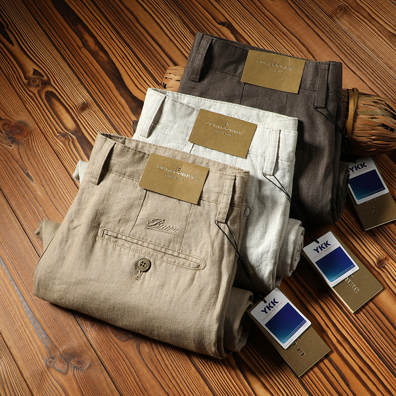 100% Pure Linen Summer Thin Style Skin-Friendly Breathable Non-Irritating Coffee-Colored Linen Men's Straight Loose Casual Pants 100% Pure Linen Summer Thin Style Skin-Friendly Breathable Non-Irritating Coffee-Colored Linen Men's Straight Loose Casual Pants