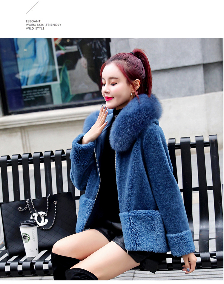 羊剪绒短款女外套皮草新款2018颗粒绒羊毛海