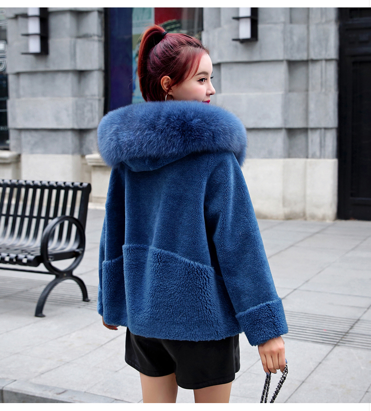 羊剪绒短款女外套皮草新款2018颗粒绒羊毛海