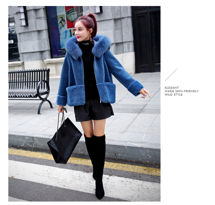 羊剪绒短款女外套皮草新款2018颗粒绒羊毛海