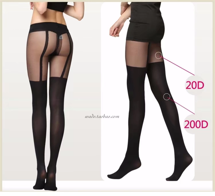 Manzi mùa xuân và mùa thu 200D giả dài garter mẫu T 裆 quần lửng mỏng khâu dày gợi cảm chống móc nữ - Vớ