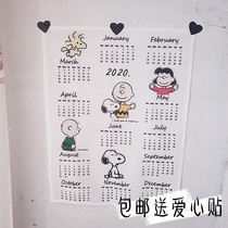 ins decoration 2021 calendar cute Snoopy calendar hanging cloth background cloth dormitory decoration send love stickers