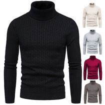 2024 Autumn and Winter New Mens High Neck Sweater Solid Col
