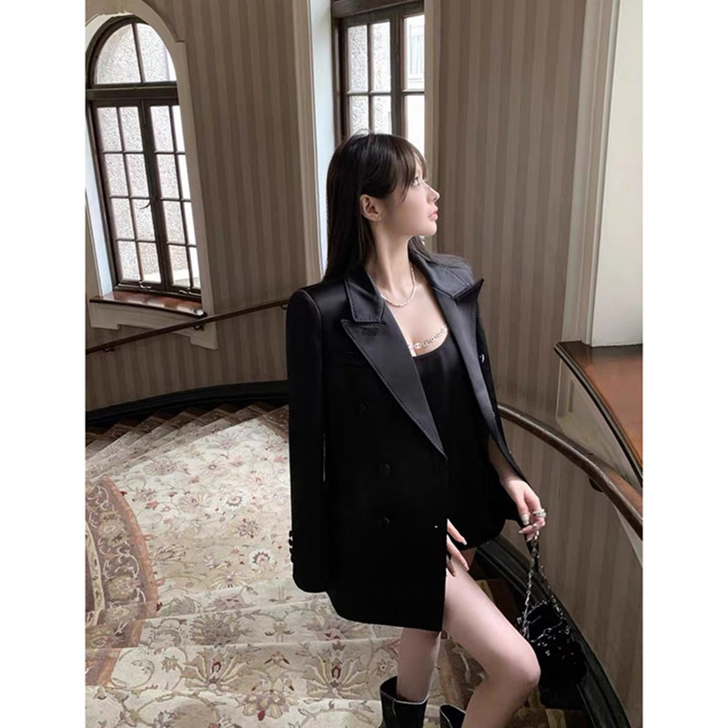 Acetate Satin Blazer for Women, 2026 Autumn New Style, High-End, Petite, Elegant, Casual Suit Jacket Acetate Satin Blazer for Women, 2026 Autumn New Style, High-End, Petite, Elegant, Casual Suit Jacket