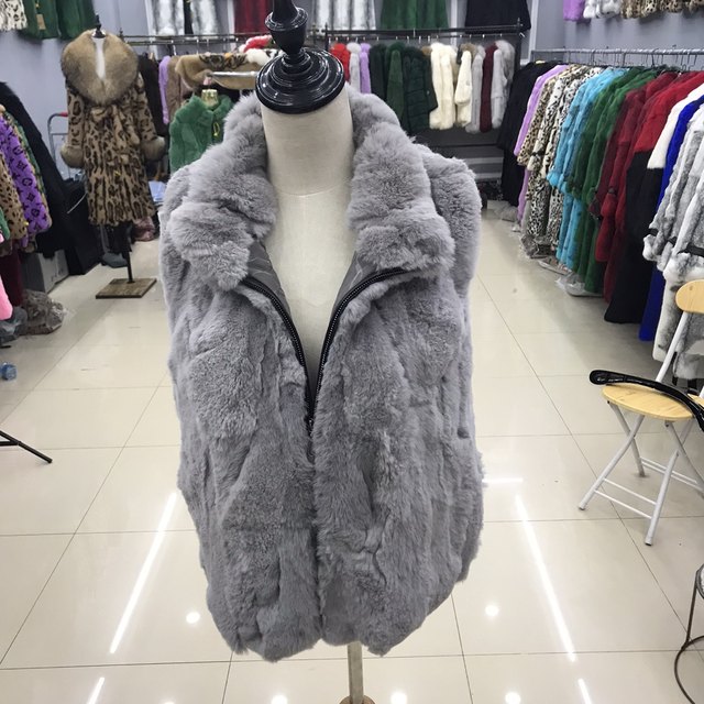 ດູໃບໄມ້ລົ່ນແລະລະດູຫນາວແບບໃຫມ່ vest rex rabbit fur vest, fur all-in-one fashionable coat short casual